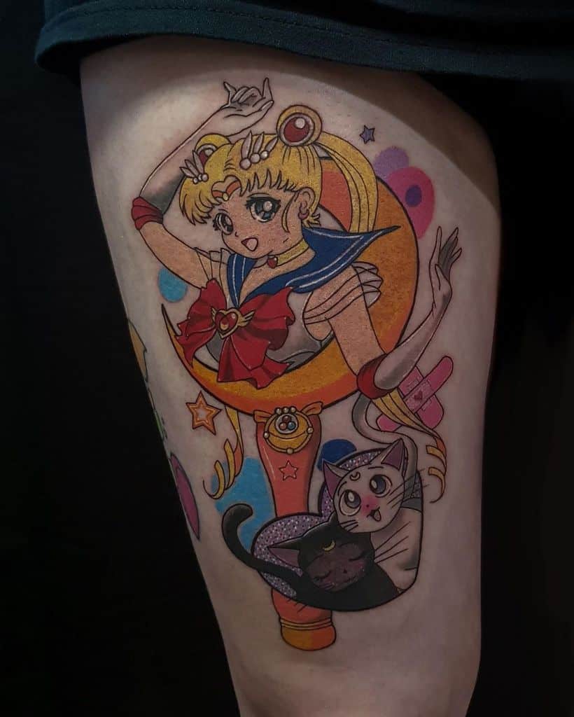 Beau tatouage Sailor Moon coloré