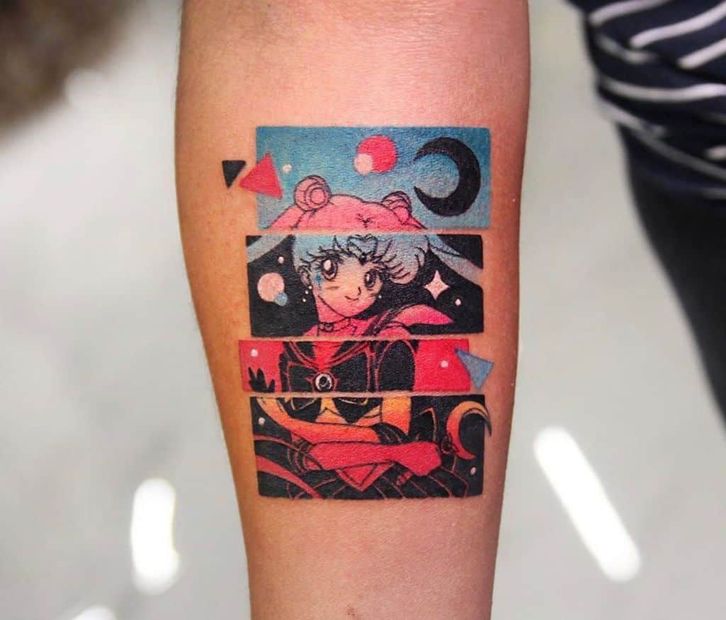 Nice Colorful Sailor Moon Tattoo