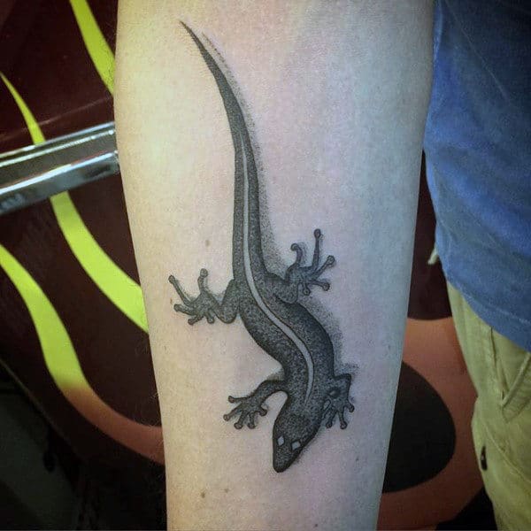 Nice Dotwork Lizard Tattoo Arms Guys