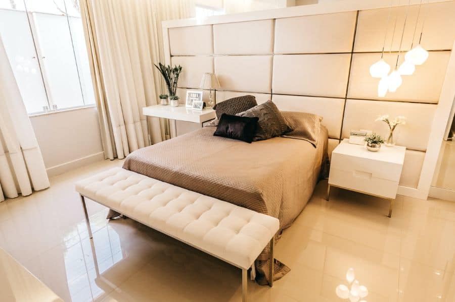 modern bedroom ottoman white nightstand 