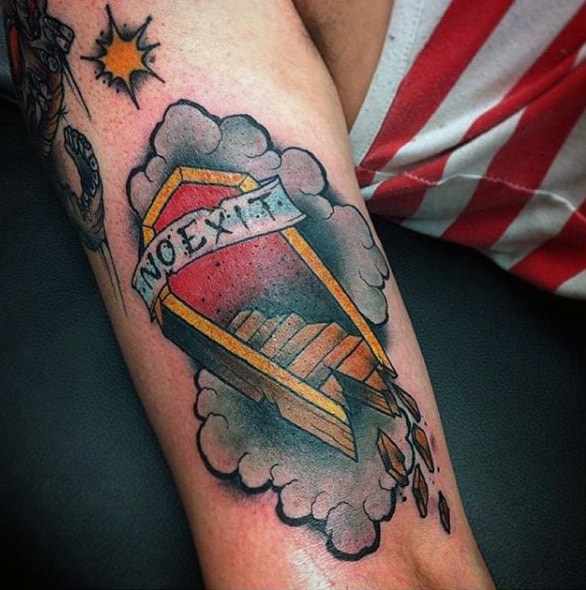 No Exit Stars Coffin With Clouds Mens Arm Tattoo