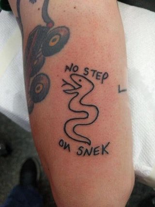 No Step On Snek Funny Black Line Worst Tattoo