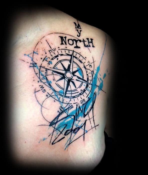 40 Watercolor Compass Tattoo Designs For Men Cool Ideas