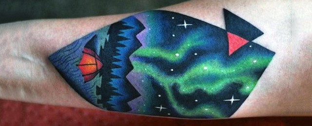 50 Northern Lights Tattoo Designs For Men – Aurora Borealis Ink Ideas
