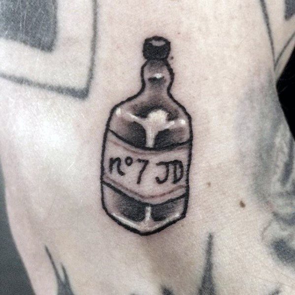 Number 7 Jack Daniels Bottle Filler Tattoo Design Ideas For Males