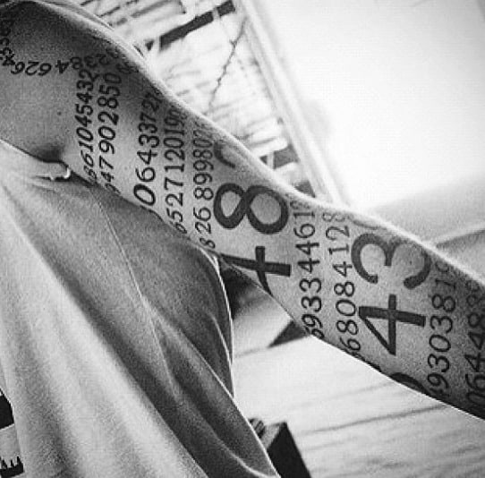 Numbers Themed Sleeve Mens Mathmatical Tattoo Ideas