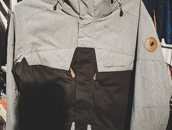 Obermeyer Mens Grey And Black Ski Jacket With Leather Trim Details