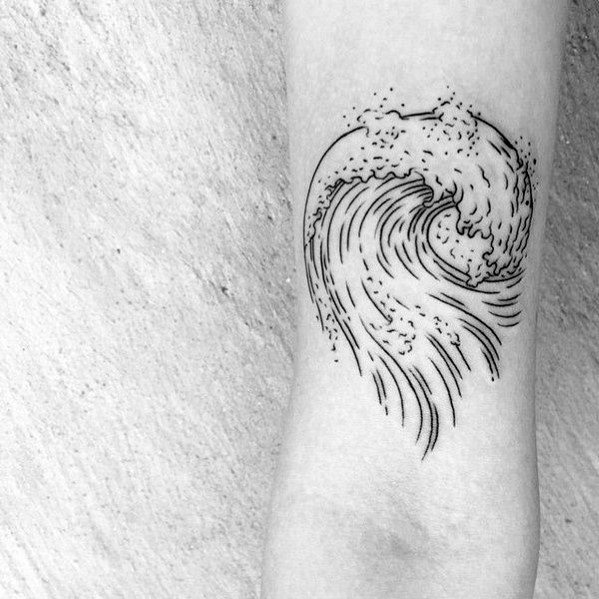 Ocean Wave Sharp Outline Male Tattoo Ideas