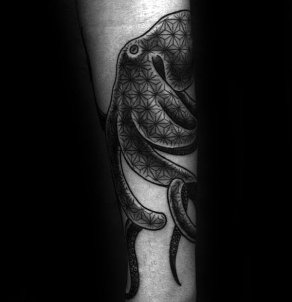 Octopus Geometric Forearm Tattoos For Gentlemen
