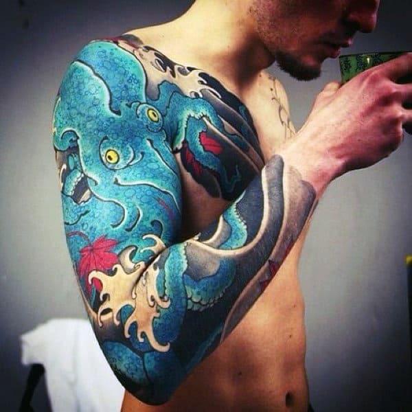 Octopus Water Tattoo Sleeve For Men