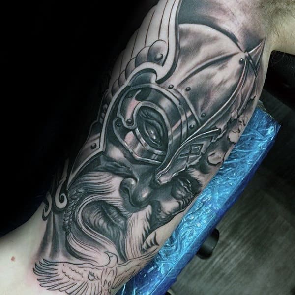 Odin Mens Inner Arm Bicep Tattoo Deisgns
