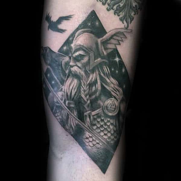 Odin With Stars In Sky Mens Small Inner Forearm Tattoos