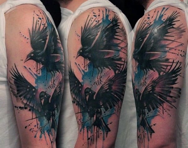 Odins Ravens Male Tattoo Designs