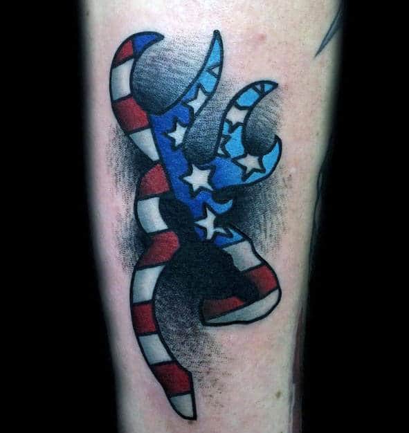 Old School Browning American Flag Tattoos For Guys