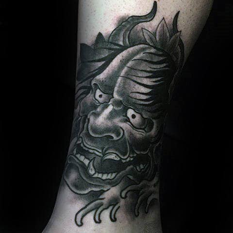Old School Guys Hannya Mask Tattoo Design Inspiration