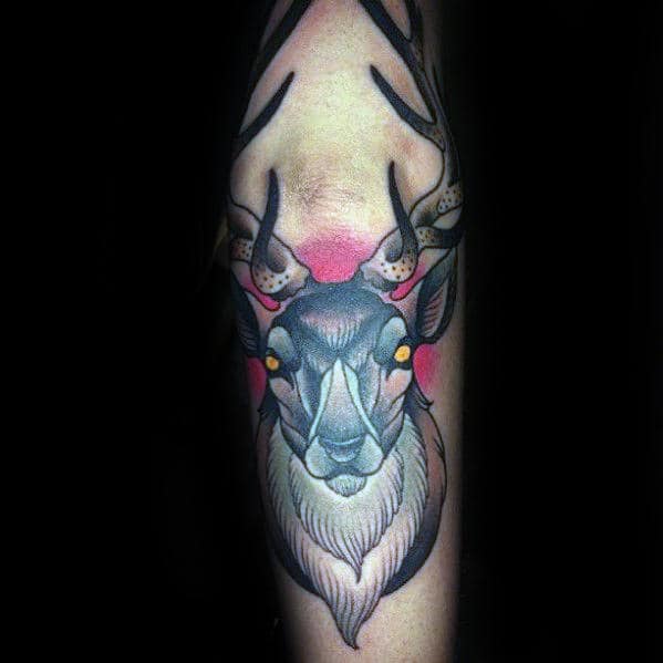 Old School Guys Traditional Deer Outer Forearm Tattoo