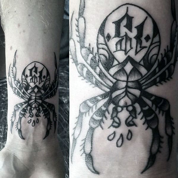 Old School Tarantula Mens Wrist Tattoo Designs