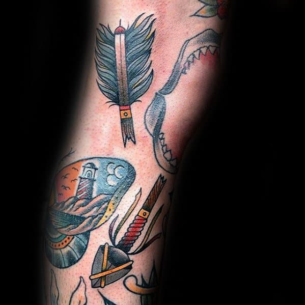Old School Traditional Awesome Small Broken Snapped Arrow Tattoos For Men