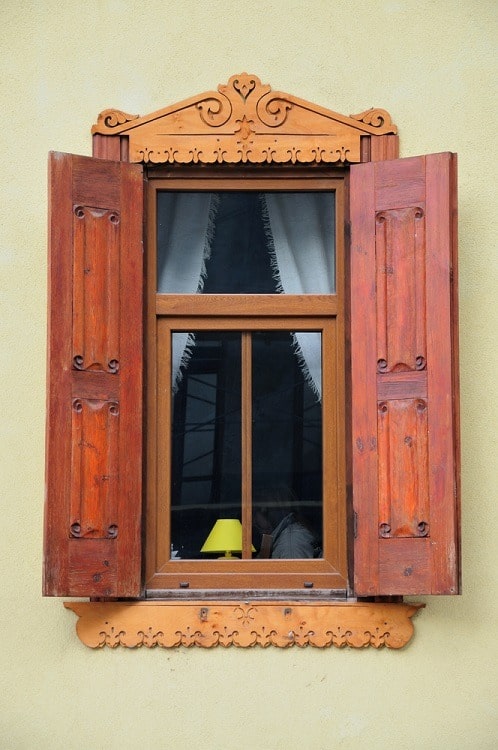 Old Wooden Brown Ornate Exterior Window Trim