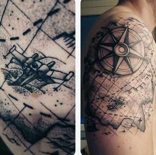 Old World Map Tattoo For Men Inspiration