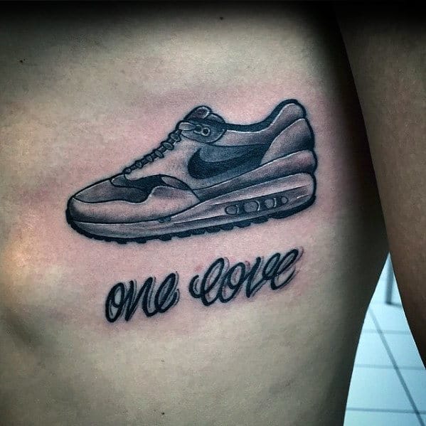 One Love Mens Nike Shoe Rib Cage Side Tattoo For Guys