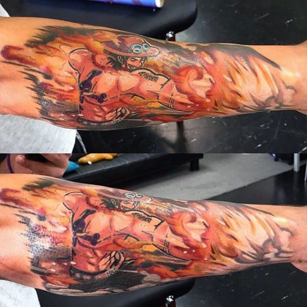 One Piece Tattoos For Gentlemen On Forearm