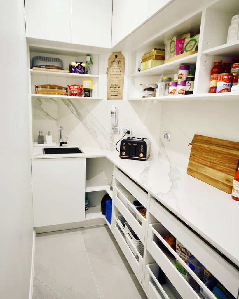 top shelf open butler's pantry toaster