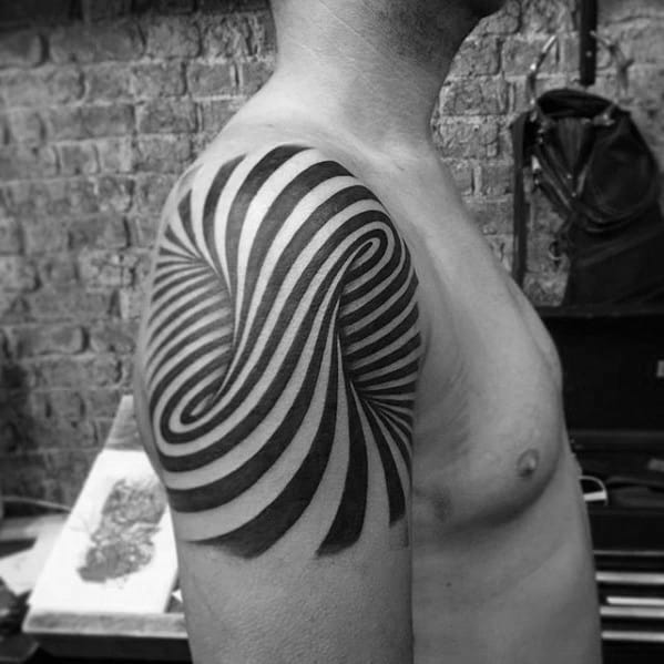 Optical Illusion Guys 3d Spiral Arm Tattoo
