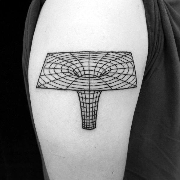 Optical Illusion Guys Geometric Upper Arm Simple Tattoos