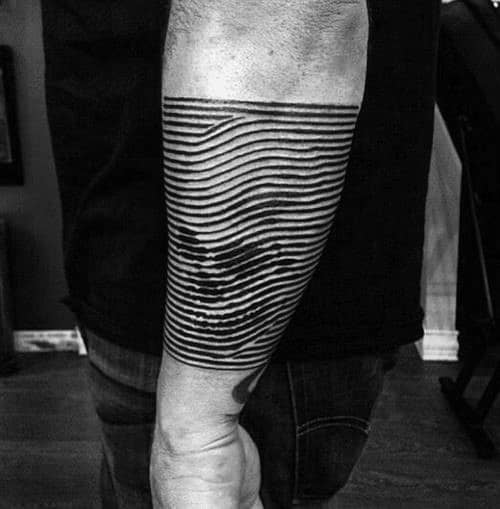 Optical Illusion Male Tattoo Of Skull Within Black Lines