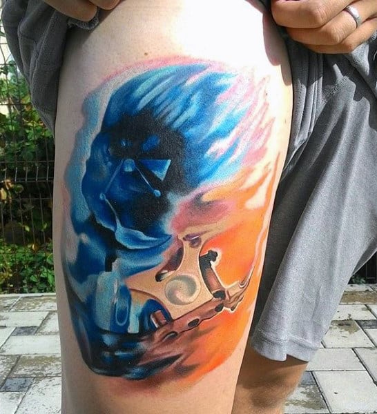Orange Blue Darth Vader Tattoo Male Arms
