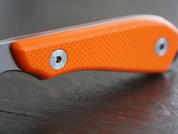 Orange G10 Textured Grip White River Knife And Tool M1 Backpacker Pro
