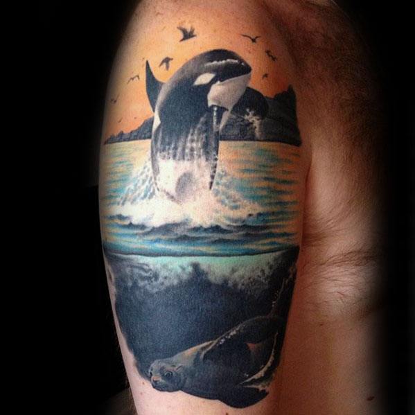 Orca Guys Tattoo Designs On Arm