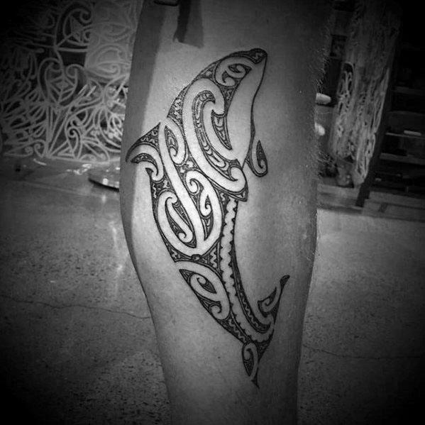 Orca Tribal Leg Tattoos Male