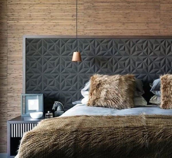 ornate pattern Gray headboard