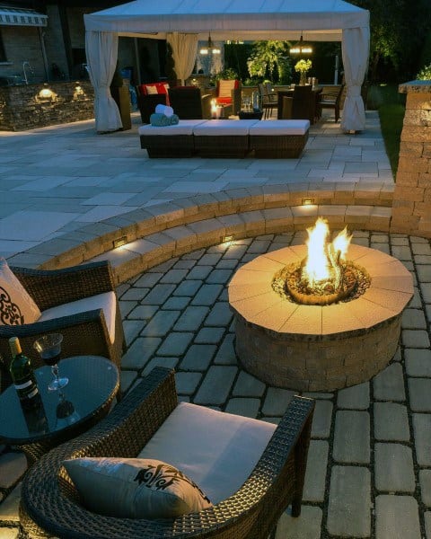 sunken firepit area with seating