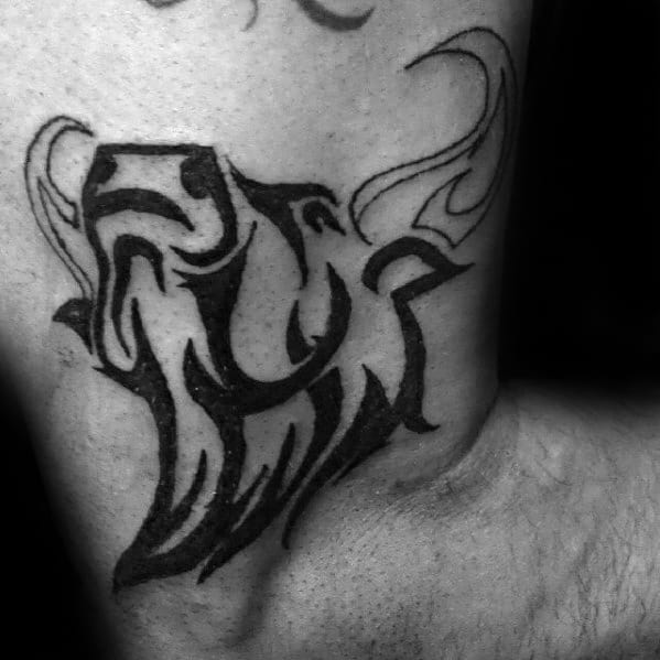 Outer Arm Cool Guys Tribal Bull Tattoo
