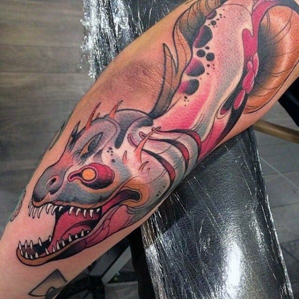 Outer Arm Eel Tattoo On Men