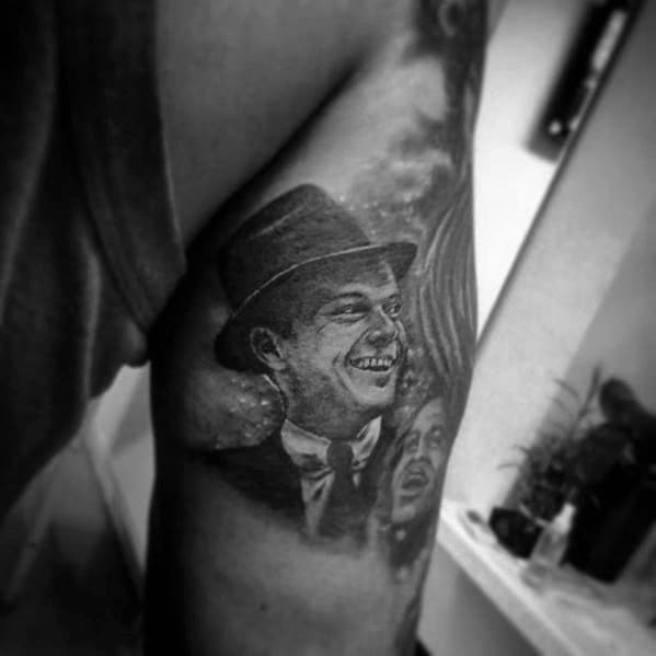 Outer Arm Male Frank Sinatra Tattoo Design Inspiration