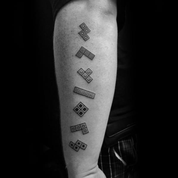 Outer Forearm Awesome Tetris Tattoos For Men