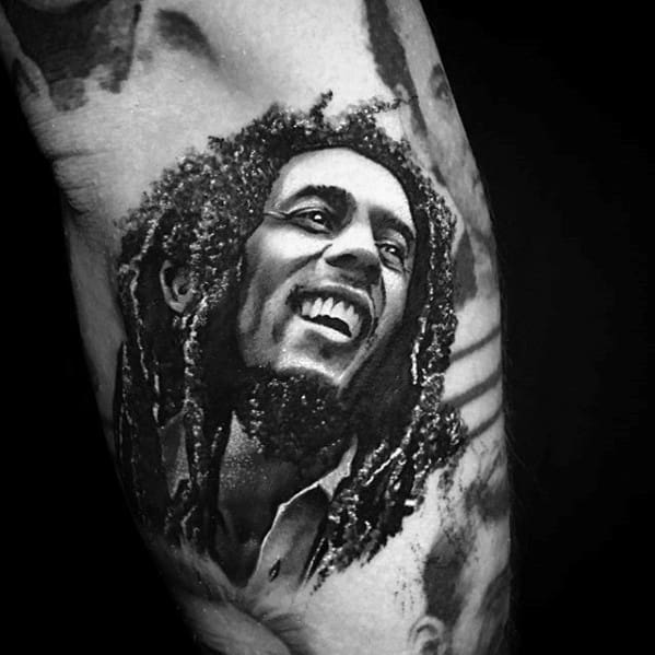 Outer Forearm Bob Marley Guys Tattoo Designs