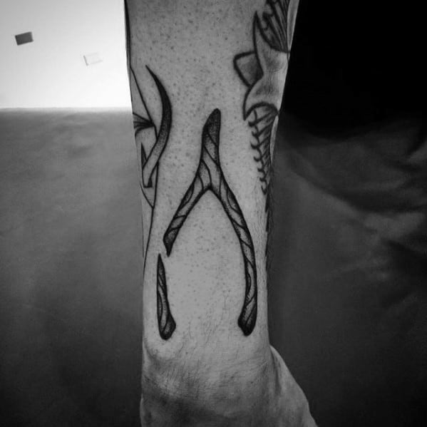 Outer Forearm Cool Male Broken Wishbone Tattoo Designs