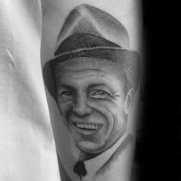 Outer Forearm Distinctive Male Frank Sinatra Tattoo Designs