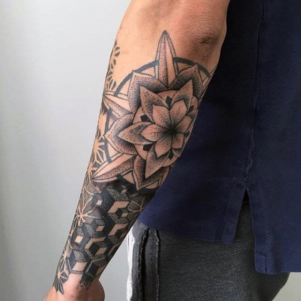 Outer Forearm Male Flower Of Life Tattoo Inspiration
