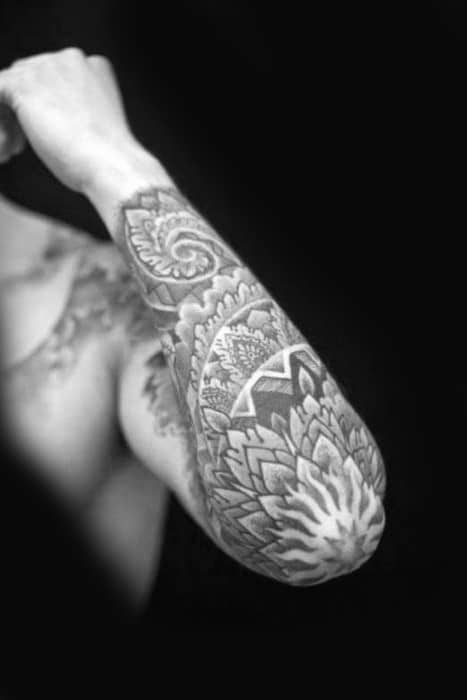 Outer Forearm Male Mandala Tattoo Design Inspiration