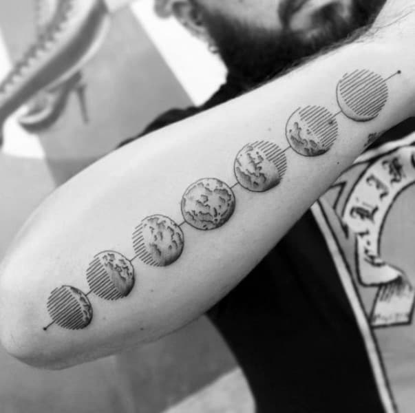 Outer Forearm Manly Moon Phases Guys Tattoos