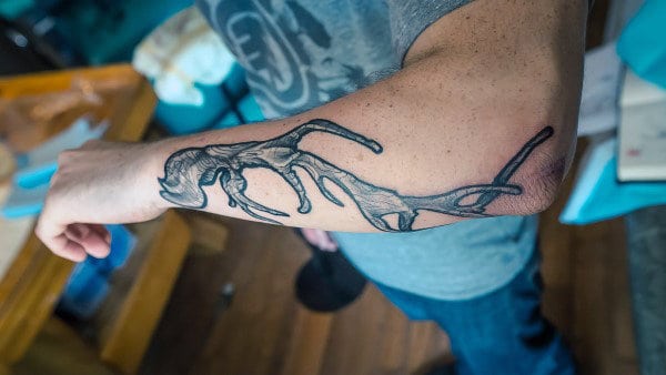 Outer Forearm Masculine Male Antler Tattoo Ideas