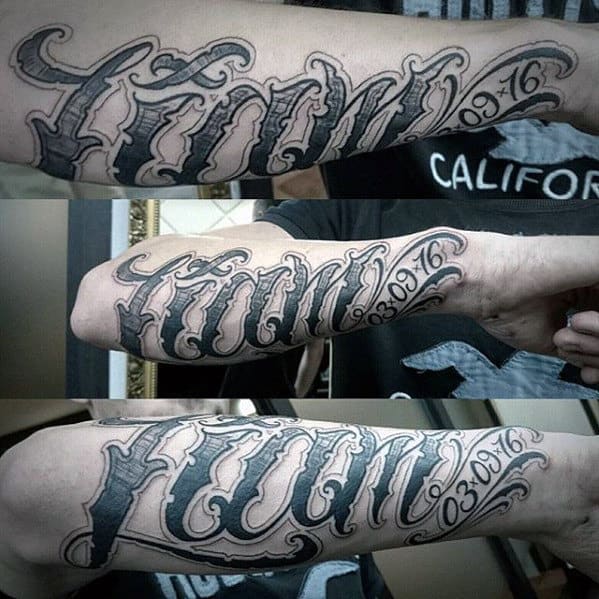 Outer Forearm Masculine Mens Name Tattoo