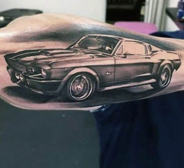 Outer Forearm Racing Mustang Male Muscle Car Tattoos