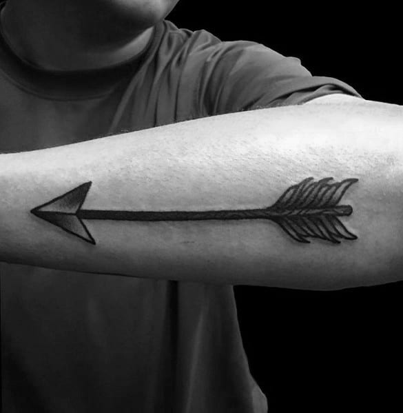 Outer Forearm Simple Traditional Arrow Tattoos For Men